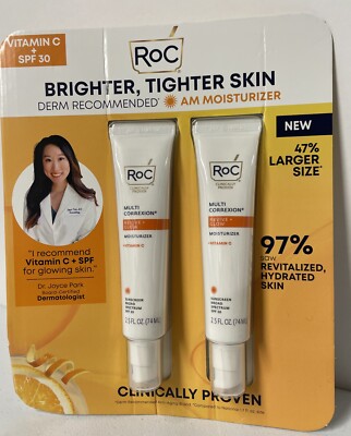 2X RoC Multi Correxion Revive Glow Moisturizer Vitamin C SPF30 2.5 oz Exp 2027