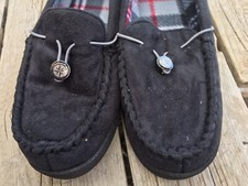 WEATHERPROOF Black Slippers Shoes Moccasin Memory Foam Size Small 7-8 Men  s