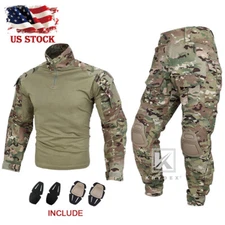 KRYDEX Gen3 Combat Uniform Set Tactical Shirt & Pants w/ Knee Pads MC Camo