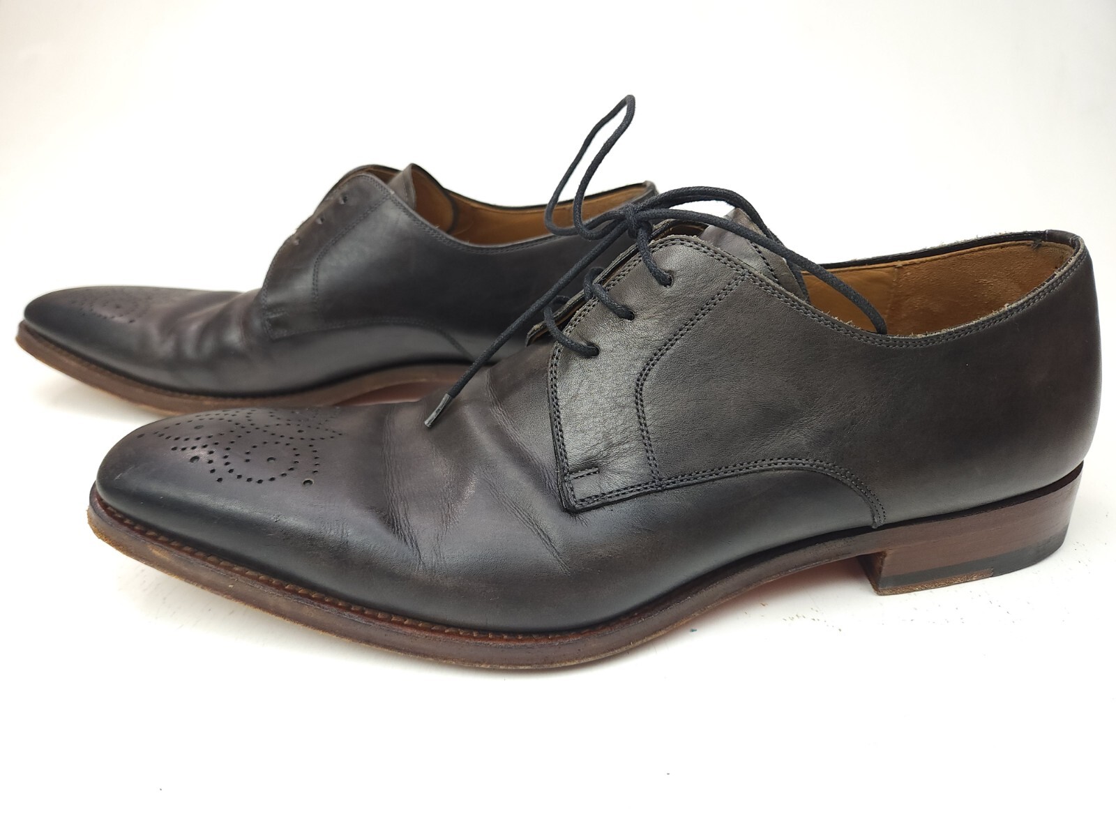 SAOLA Scarpe eleganti Magnanni Gerardo uomo 9 5 M marrone grigio derby medaglione pelle