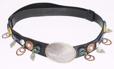 chico's LEATHER CHARMS EMBELLISHED BOHEMIAN HIPPIE BOHO ADJSUTABLE BELT S/M/L