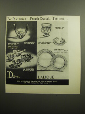 1960 Daum and Lalique Crystal Advertisement - Dampierre Vase, Honfleur Plates
