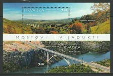 CROATIA  Bridge on the river Krka and viaduct Modruš 1  mnh souvenir sheet 2017 