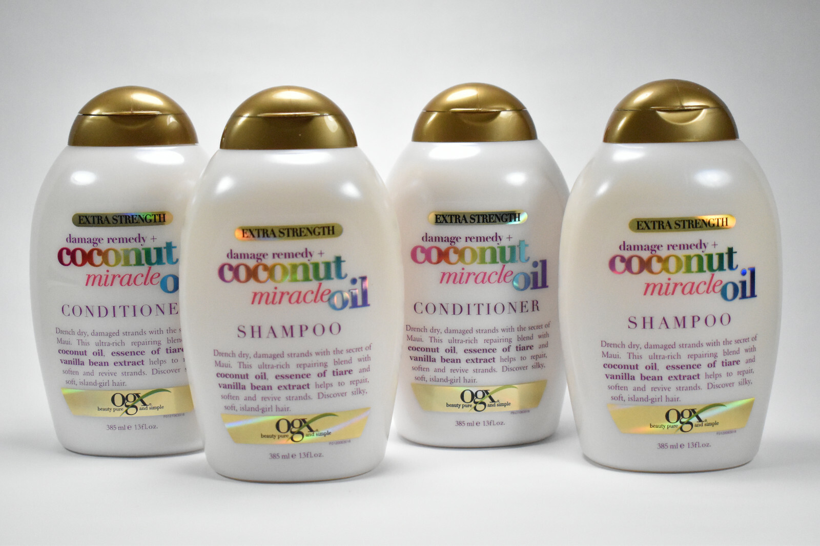 OGX Extra Strength Coconut Miracle Oil Shampoo & Conditioner, 2 Sets 13oz each