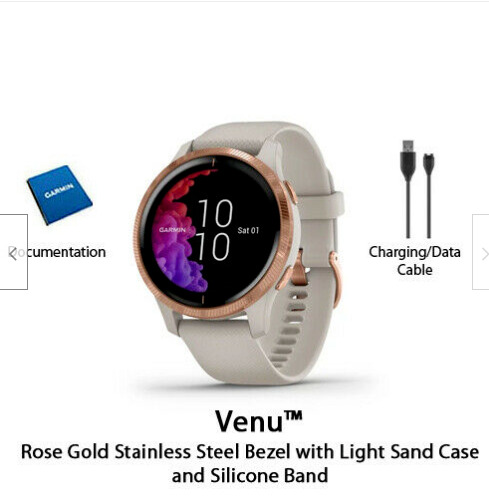 Garmin Venu® AmoledGPS Smartwatch Light Sand with Rose-gold Hardware