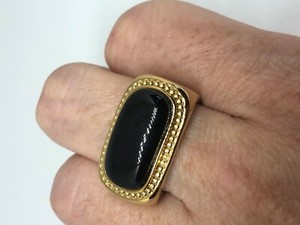 Vintage Black Onyx Mens Ring East West Stone Golden Stainless Steel Size 13 Ebay