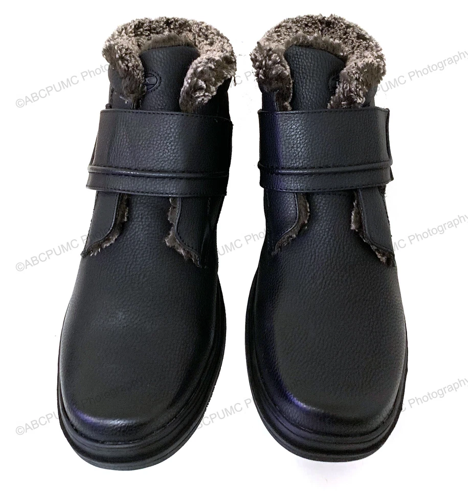 NUEVO EN CAJA Botas de Invierno para Hombres Negras Forradas de Piel Gancho y Lazo Tobillo Cálidas Zapatos para Nieve Tallas Foto 3 de 4