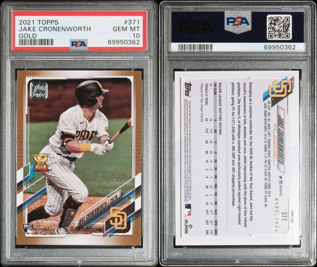 PSA 10 GEM 2021 Topps Jake Cronenworth #371 Gold /2021 Rookie RC 