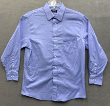 Chaps Button Up Shirt Mens Stretch Collar Wrinkle Free Regular Fit Blue Sz 16.5
