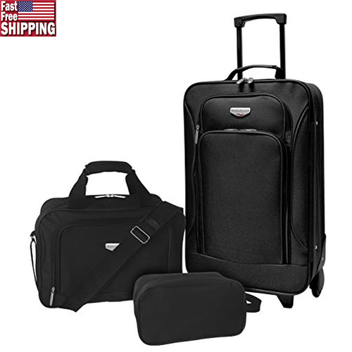 Lightweight 3-Pcs Carry-On Spinner Wheel Suitcase with Telescopic Handle