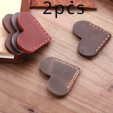2x Bookmark Heart Shape Book Marker Genuine Leather Handmade Cute Gift Chic Sets