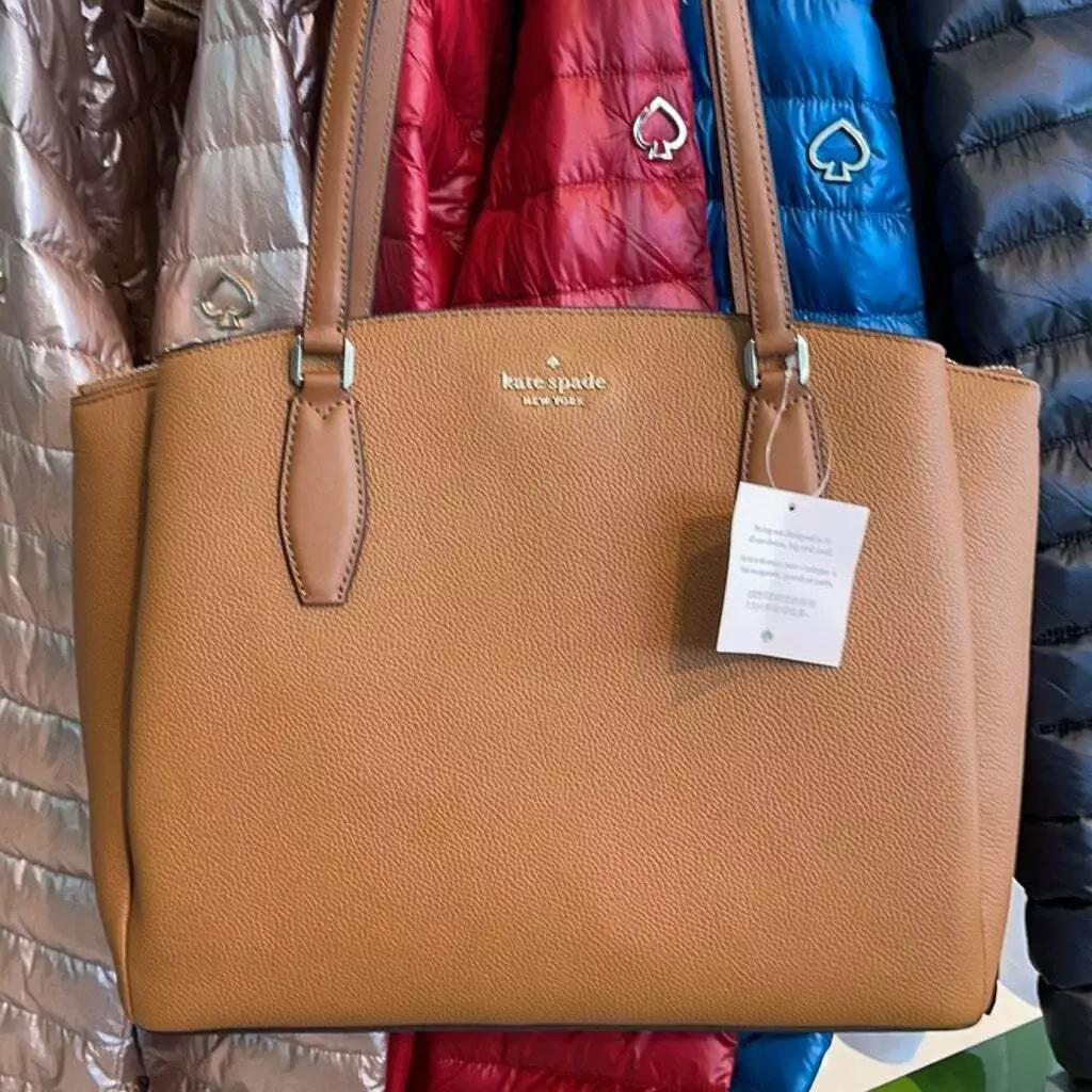 Kate Spade Monet Large Triple Compartment Brown Leather Tote WKRU6948 NWT $399