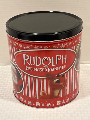 Rudolph The Red Nose Reindeer and Friends  Empty Christmas Popcorn  Tin 2010