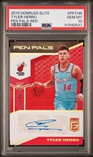 2019 Panini Donruss Elite Tyler Herro RC Auto Pen Pals Red /49 PSA 10 Gem Mint