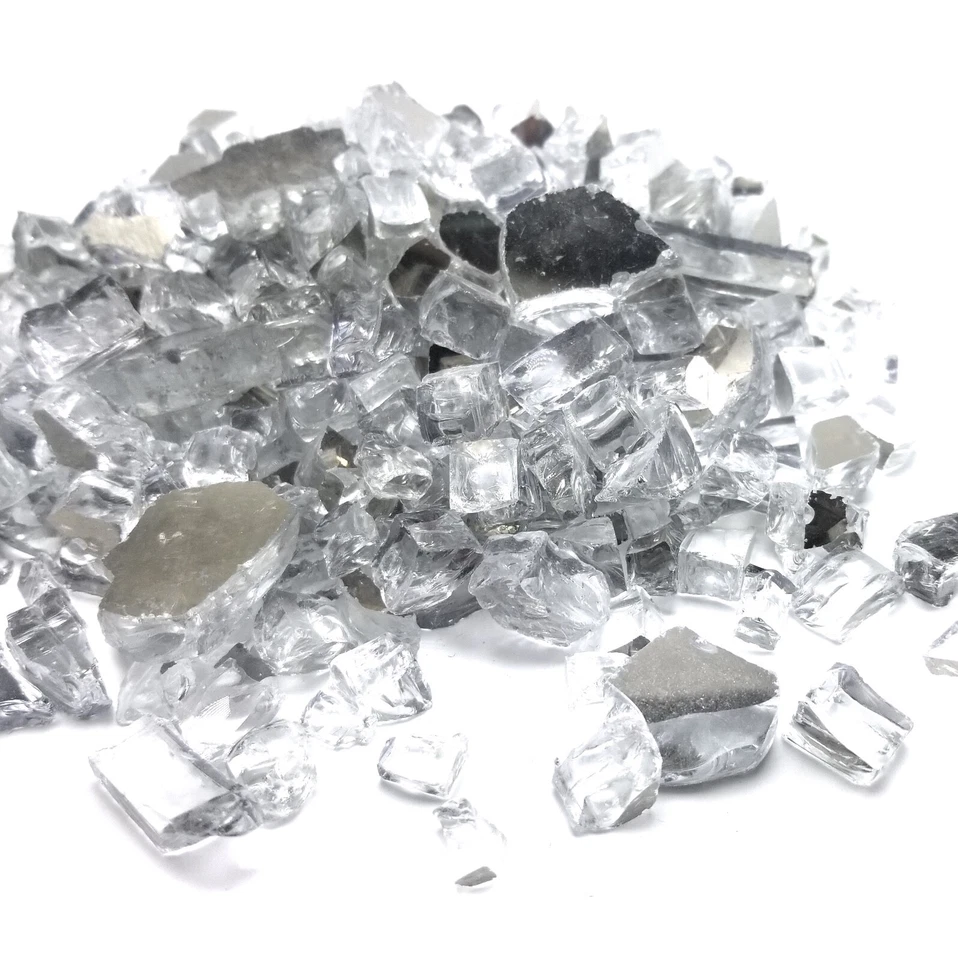 Clear Reflective 1/2" Premium Silver Reflective Fire Glass Fireplace & Fire Pit - Image 2 of 4