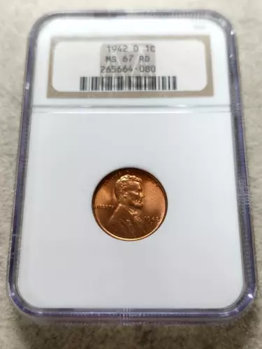 1942-D Wheat Cent - MS67RD - NGC - Rich Color