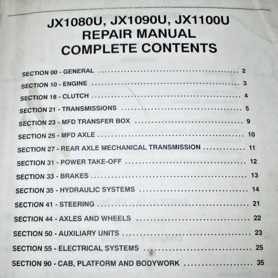 Case IH JX1080U JX1090U JX1100U Tractor Servicio Taller Manual de Reparación ¡ORIGINAL! CIH Foto 2 de 4