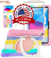 Funda Para Ipad 10 Gen 10,9 Y 11 Protector Soporte 360 Y Correa Ninos, Rosa NEW.