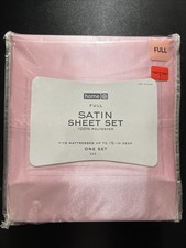 Home Full Satin Sheet Set 100 Polyester New Pink