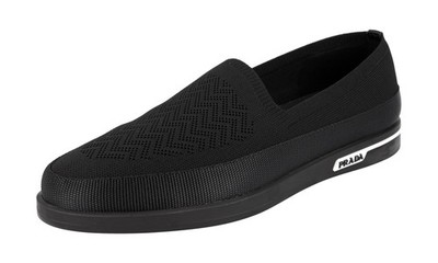 PRADA Knit St Tropez Pique Slip-on Sneaker - 2DG123 - Schwarz - NEU