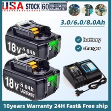 2PACK For Makita 18Volt 8.0Ah LXT Li-Ion BL1860B BL1830 BL1850 Battery/Charger