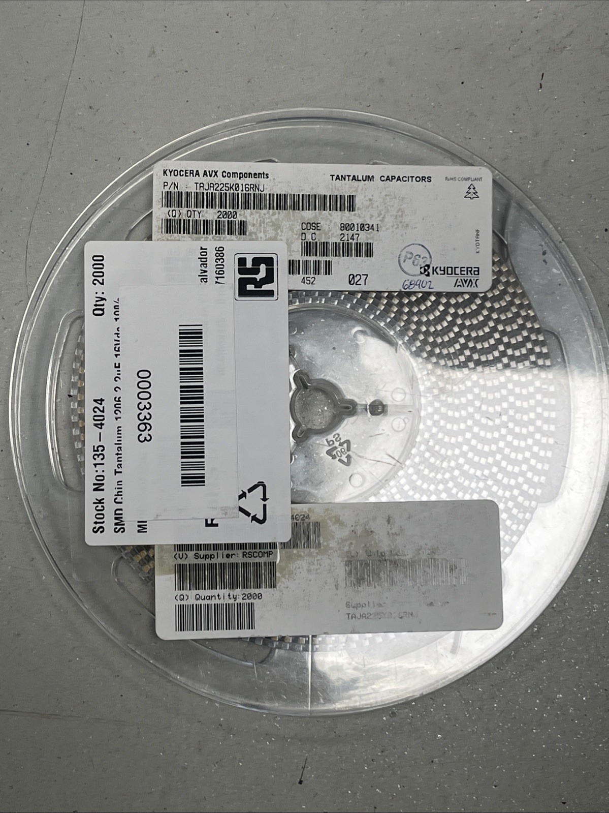 2000pcs. TAJA225K016RNJ 16V A CASE 10% (3.2 X 1.6 X 1.6mm) Inward L SMD