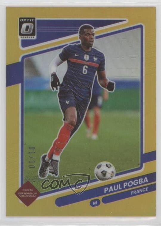 2021-22 Panini Donruss Road to Qatar Optic Gold Prizm 1/10 Paul Pogba #56
