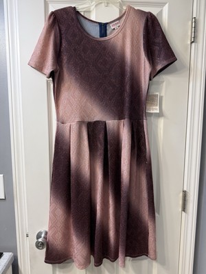 lularoe elegant amelia dress NWT Lularoe Elegant Amelia Dress Rose Gold Diamond Pattern Pink/Plum Ombré  XL