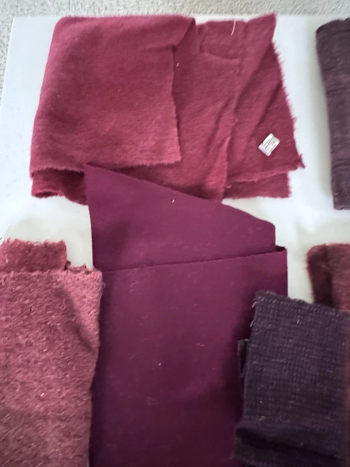 Felted Wool Red Fabric Primitive Applique Rugs LARGE LOT Plaid Craft - Image 3 of 4
