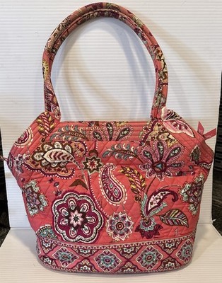 Vera Bradley Purse SideBySide Tote Call Me Coral Shoulder Bag Pink Retired READ