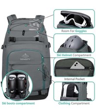 Ski Boot Bag 55L Waterproof Travel Backpack for Skis Snowboard SEMSTY Boots