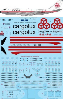 26 Decals TS144-1040 1:144 Cargolux Retro Boeing 747-4EV/ERF Laser Decal