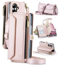 Wallet Case Compatible with Samsung with RFID Galaxy Z Fold 7 Rose Gold