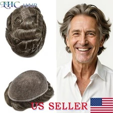 Full Lace Mens Toupee Invisible Hairline Human Hair Piece System for Daily Wear