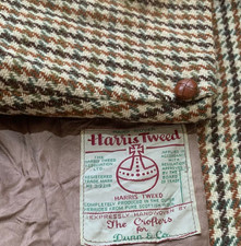 1970s Vintage Harris Tweed houndstooth pure wool hunting jacket blazer 42R 40R