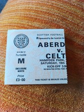 1984 Celtic  v Aberdeen  Scottish  Cup Final  match ticket