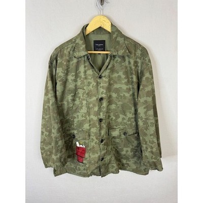 Zara Peanuts Snoopy Camo Utility Jacket Green Camouflage Mens M Shirt Jacket