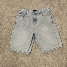 RSQ Baggy Denim Jean Shorts Light Blue Button Closure 5-Pocket Design Men