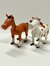 Vintage Fisher Price Little People/Kleine Leute Pferd + Kuh - Made in Hong Kong