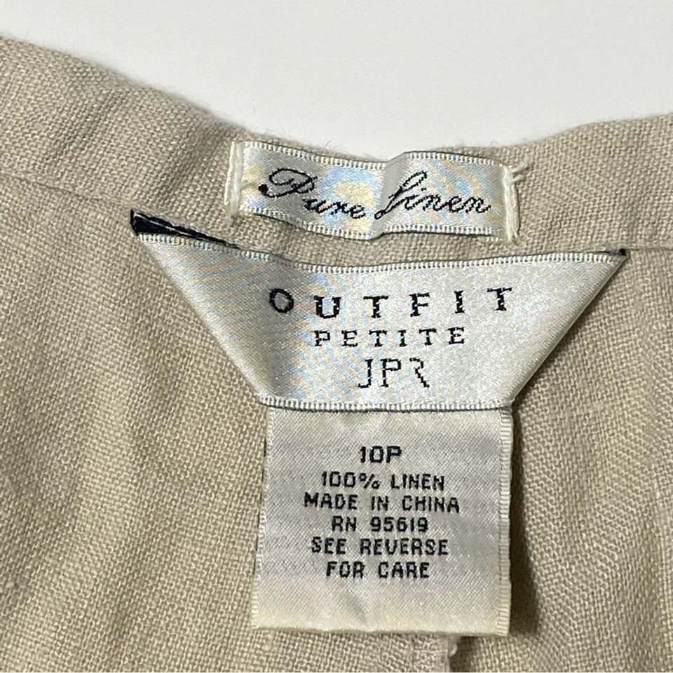 Pantalones para mujer John Paul Richard Outfit Petite 100 % lino puro tostado talla 10P Foto 2 de 4