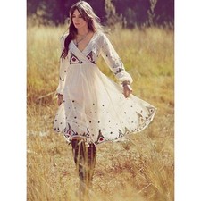 Free People New Romantics Splendor In The Grass Embroidered Midi Dress Medium