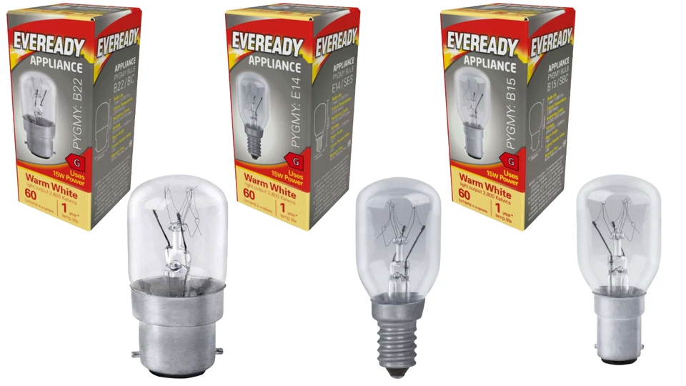 EVEREADY Pygmy Light Bulbs Universal Lamp 15w Screw Bayonet SES E14 SBC B15 BC B22