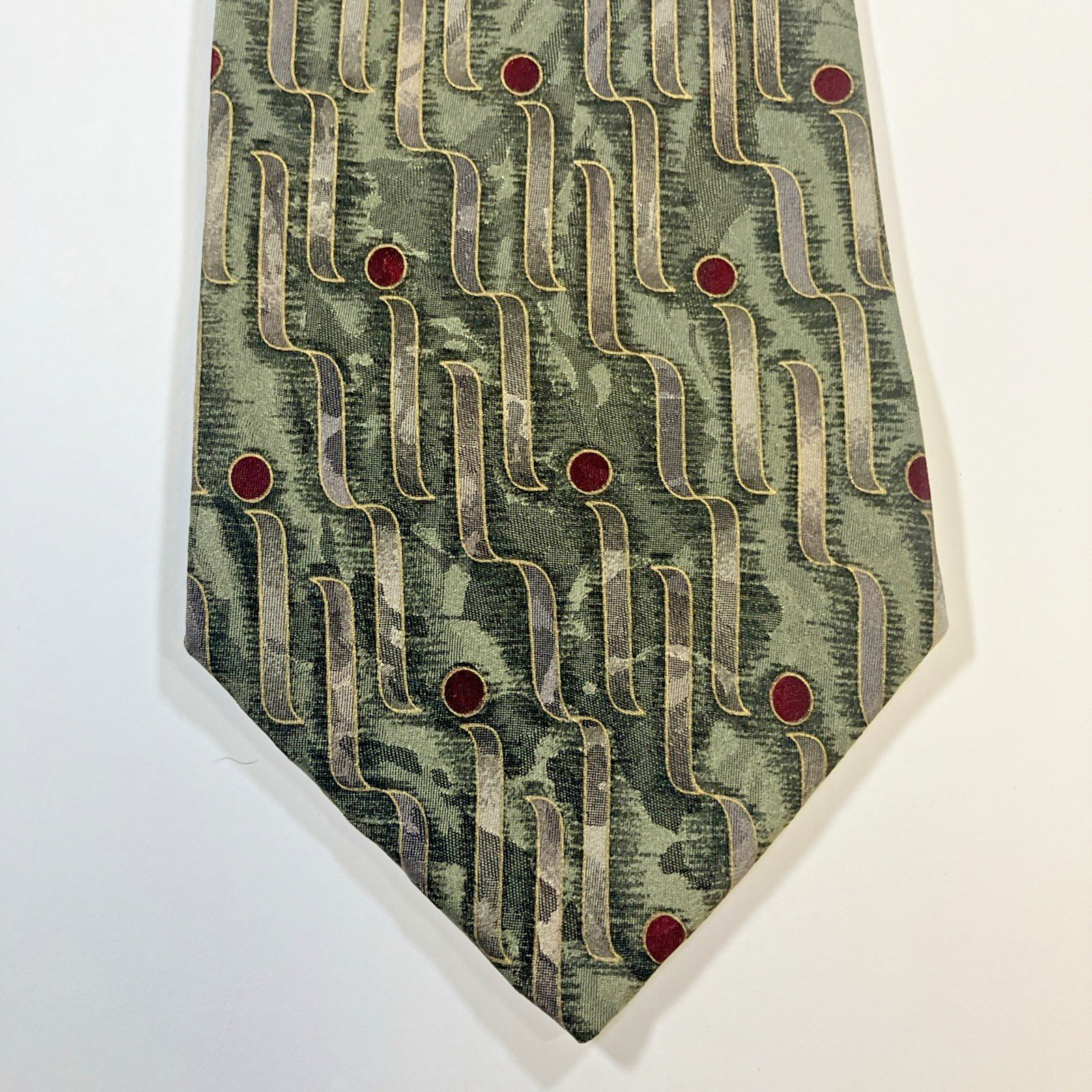 J. Ferrar Geometric Pattern Silk Men’s Necktie Made in Italy 61