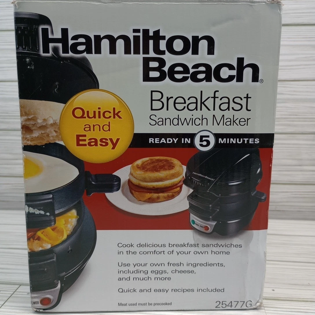 Hamilton Beach 25477G Breakfast Maker Sandwich Black Dorm College Egg Grill NIB