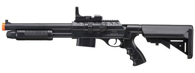 UK Arms M0581D Pump Action Shotgun w/ Scope and Light (Color: Black) Airsoft Gun