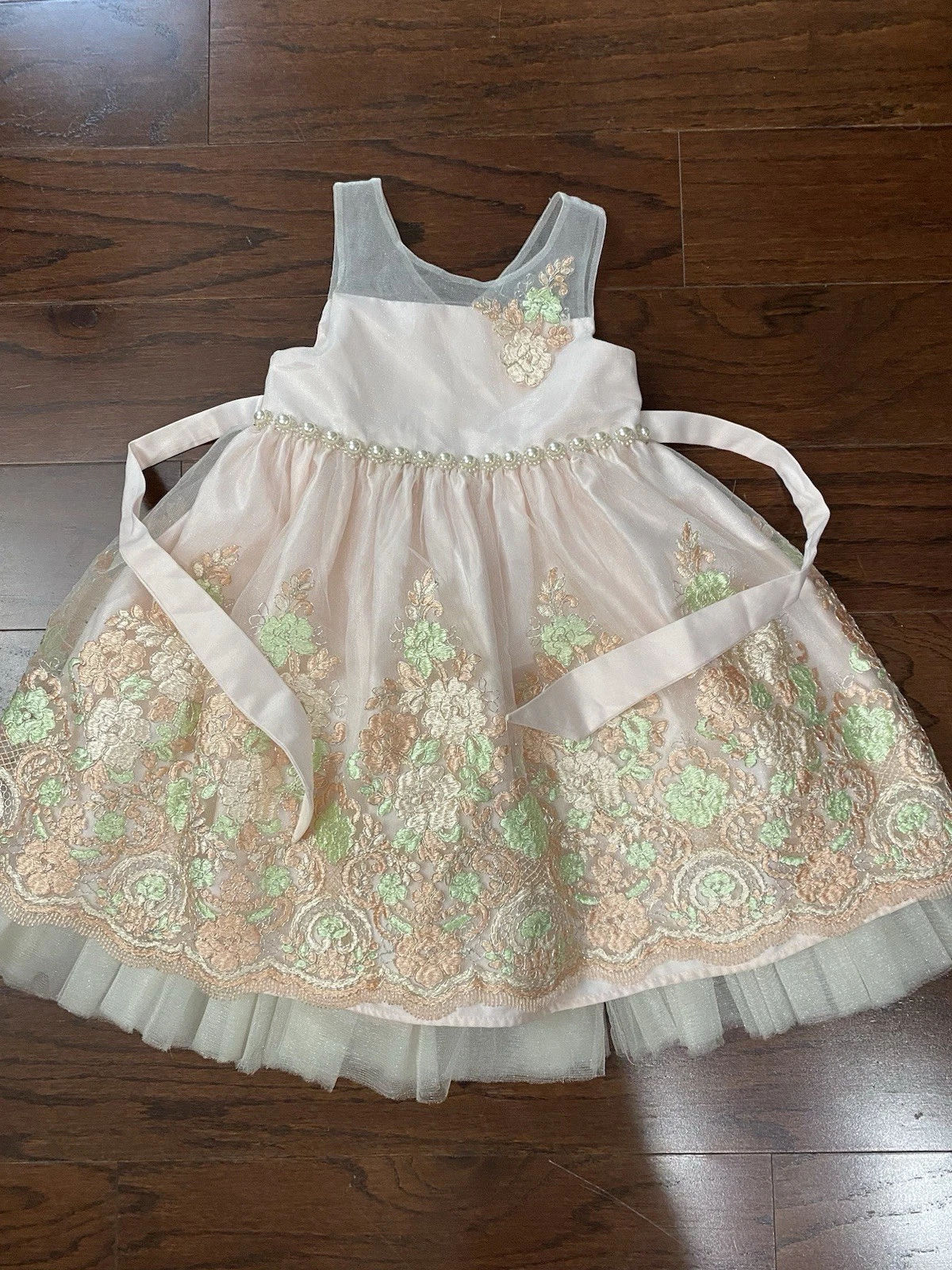 American Princess Girls White Pink Bow Special Occasion Formal Party Dress 5