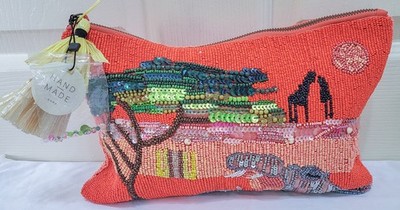 Zara Basic Collection Embroidered Beaded Clutch Bag NEW NWT