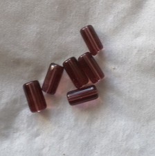 6 PERLES EN VERRE TUBE 10 X 4 MM - ROSE FONCE - NEUF - PLV255B