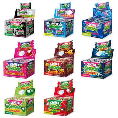 Chupa Chups Center Shock Extra Sour Gum 100 Pieces | 8 Flavours Party Sweets