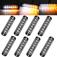 8X 6 LED Strobe Light Bar Car Truck Flashing Warning Hazard Beacon Amber White